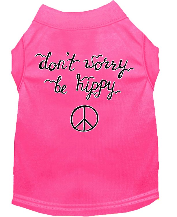 Be Hippy Screen Print Dog Shirt Bright Pink XS